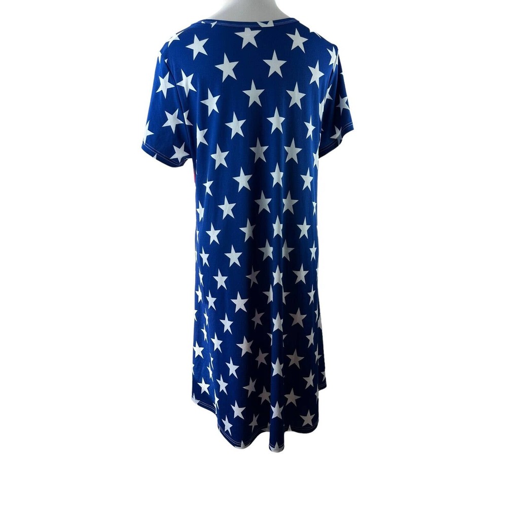 🦄 Lularoe Jessie Dress American Flag Patriotic Stars Stripes Red White Blue 3XL - Picture 3 of 6